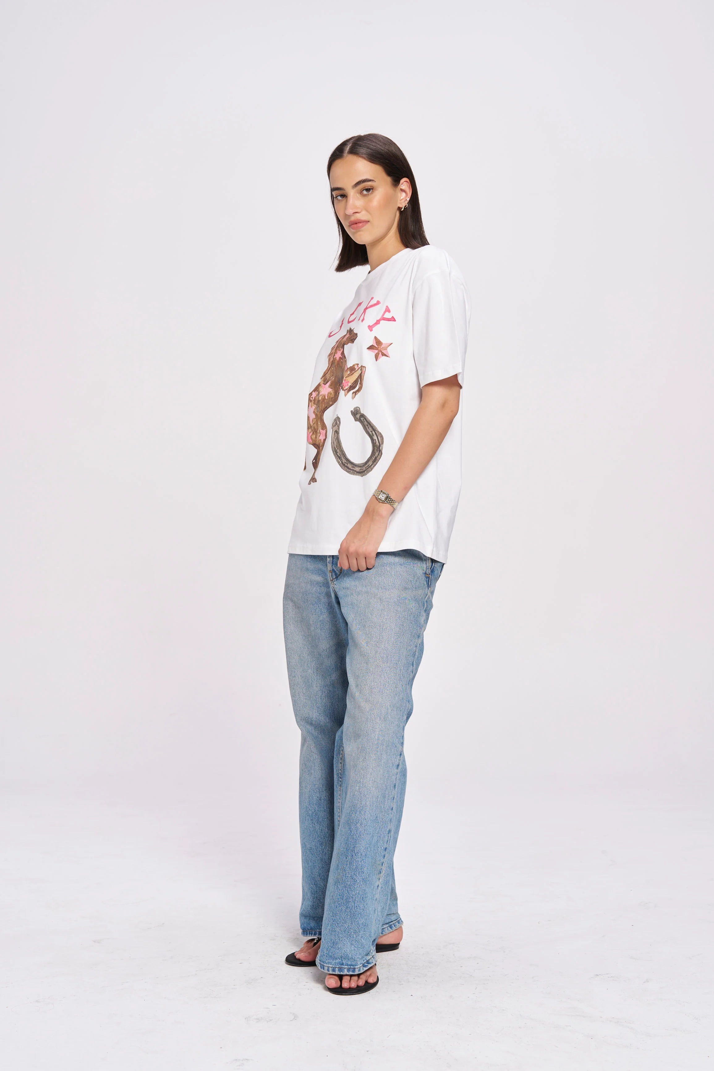 LUCKY OVERSIZED TEE | WHITE