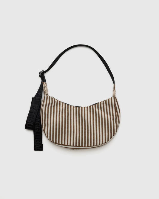 SMALL NYLON CRESCENT BAG | BROWN STRIPE