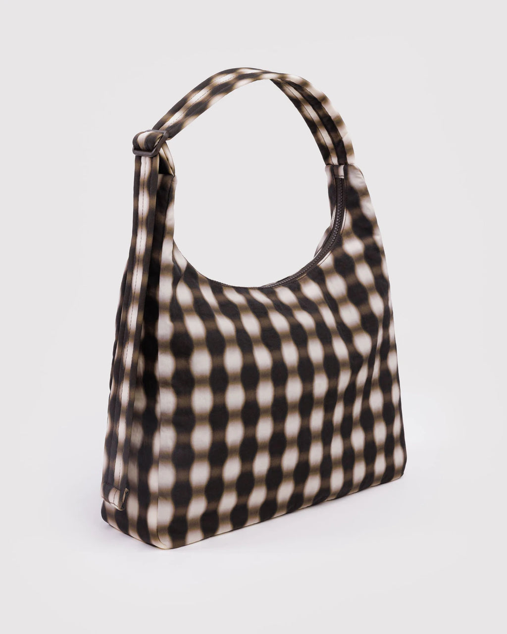 NYLON SHOULDER BAG | BLURRED GINGHAM BROWN