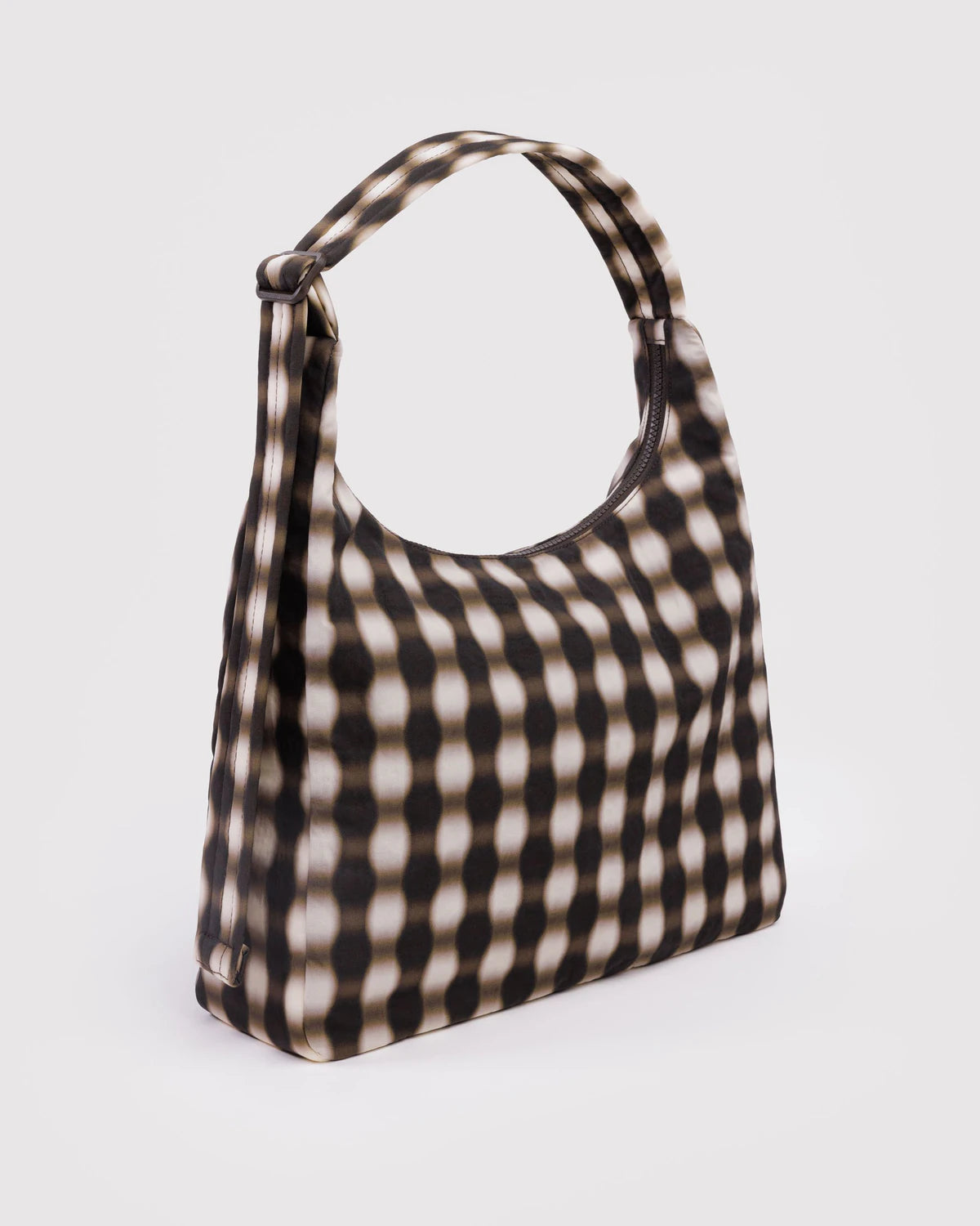 NYLON SHOULDER BAG | BLURRED GINGHAM BROWN