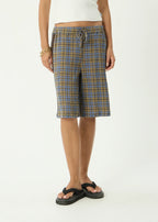 Afends Alexa Longline Short Cedar Blue Check