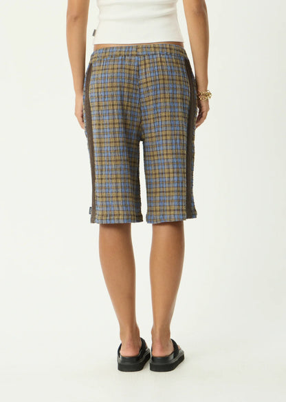 Afends Alexa Longline Short Cedar Blue Check