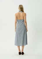 Afends Maya Midi Dress Navy Check