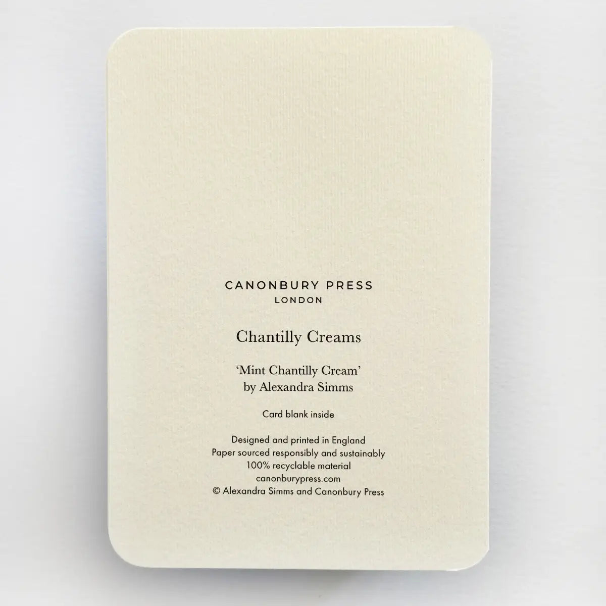 Canonbury Press Mint Chantilly Cream Greeting Card