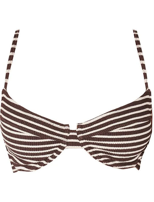 STRIPE CRINKLE BRALETTE | CHOC