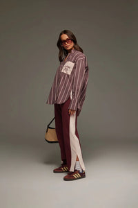 ALPINE COTTON STRIPE SHIRT | RED WINE