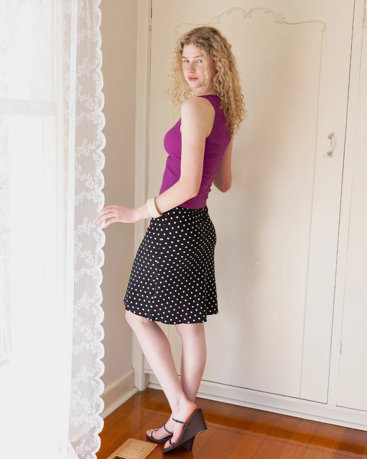 Olga Joan Ribbed Scoop Singlet Iris