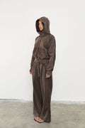 ZIP UP ACID WASH HOODIE - SOIL