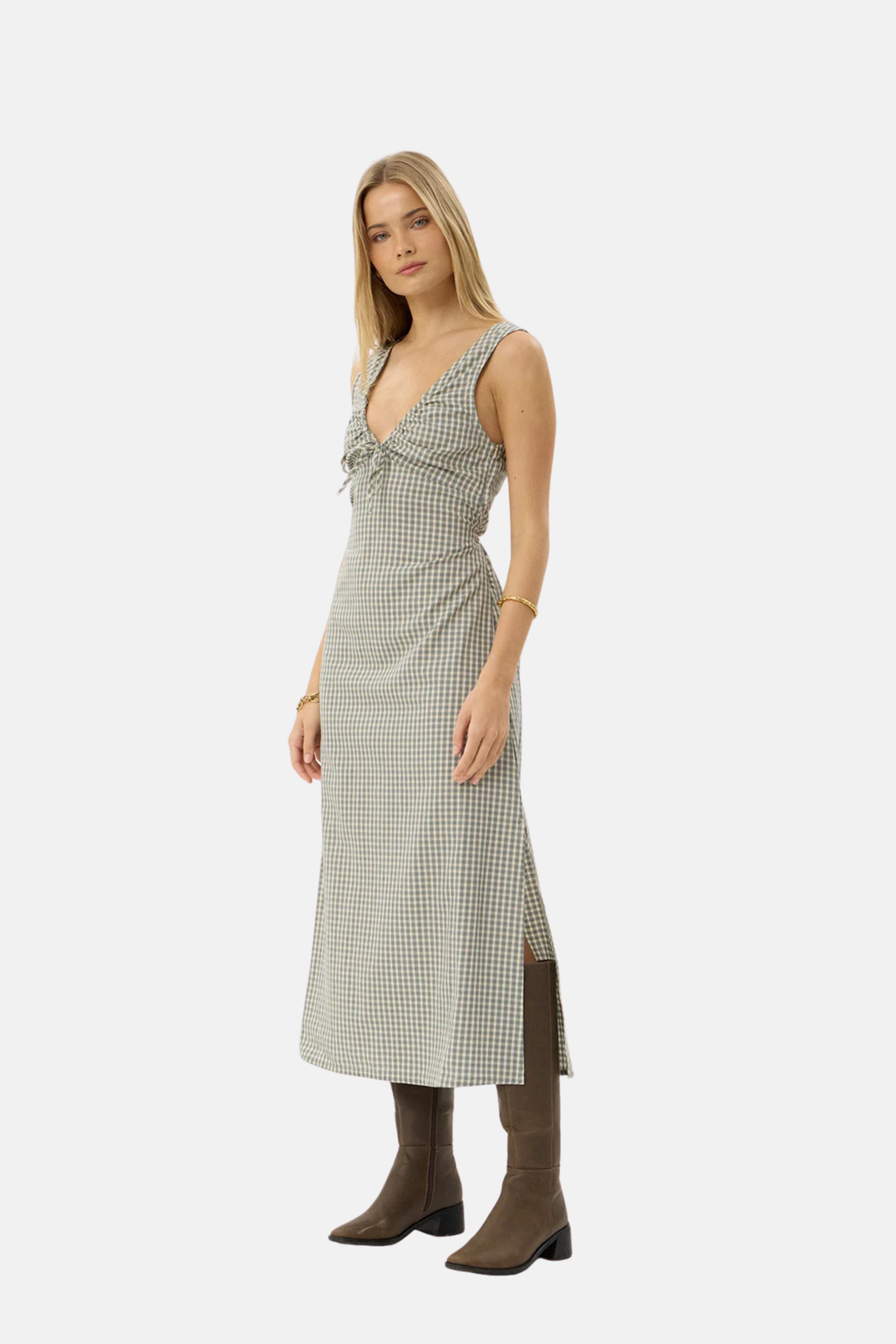 Afends Izzy Maxi Dress Alpine Check