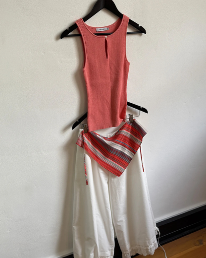 Olga Joan Key Hole Knit Tank Corallo