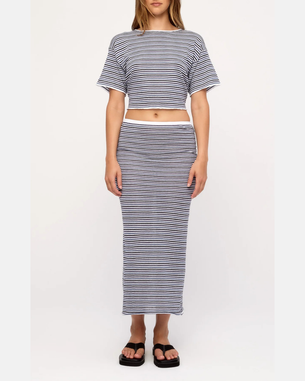 Zulu & Zephyr Blue Pin Stripe Knit Tie Tee
