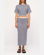 Zulu & Zephyr Blue Pin Stripe Knit Tie Tee