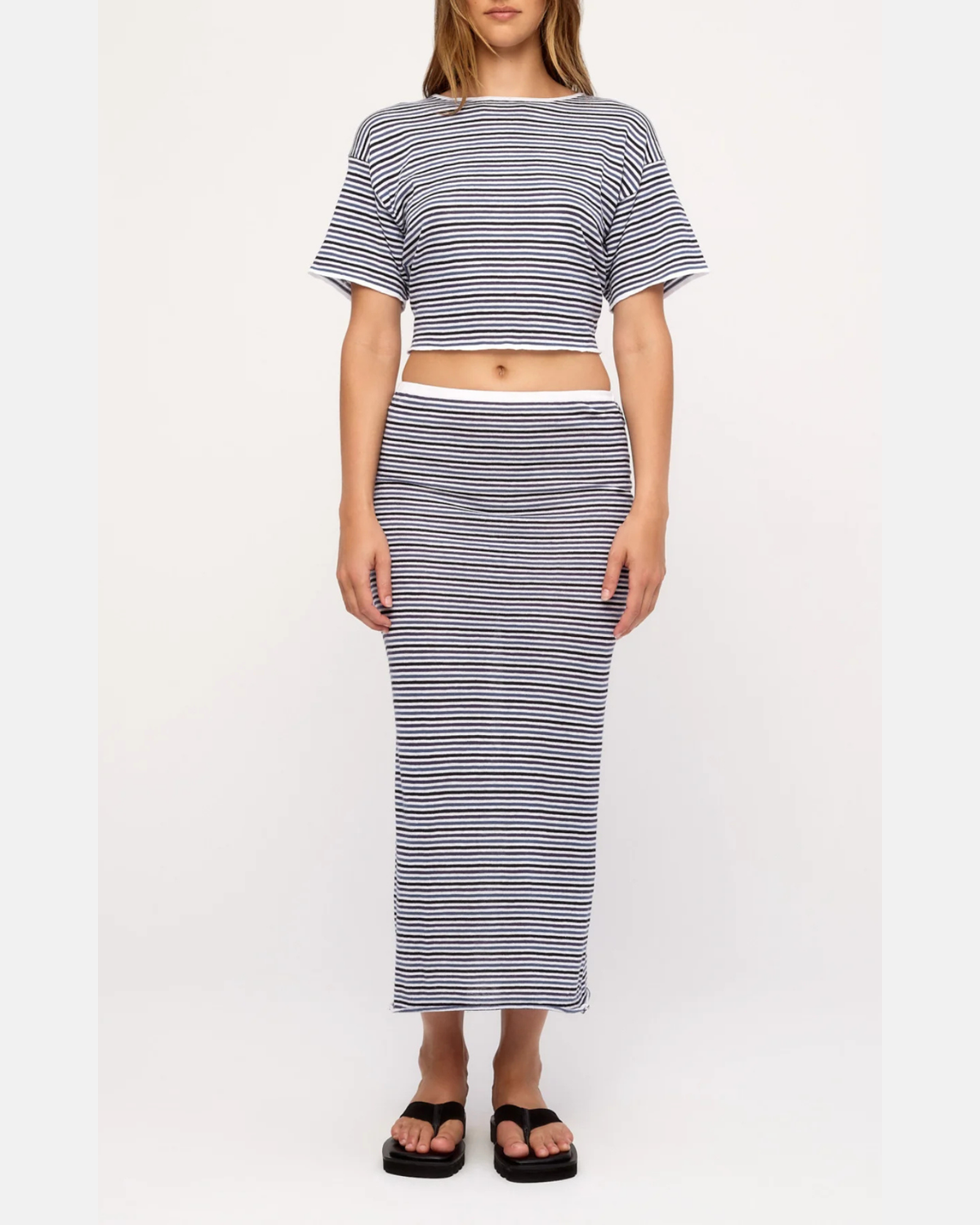 Zulu & Zephyr Blue Pin Stripe Knit Tie Tee