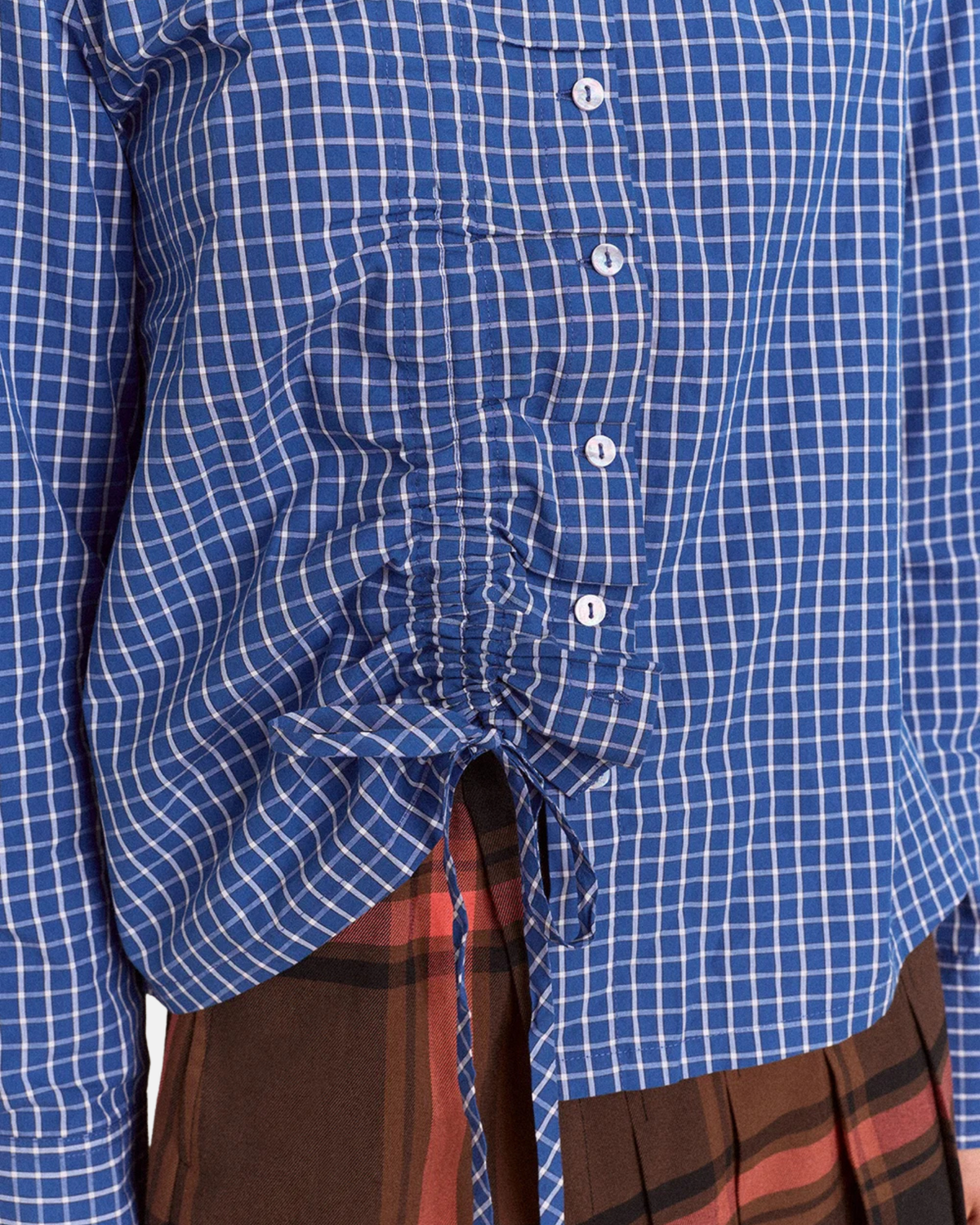 Damson Madder Talia Ruched Shirt Blue Check