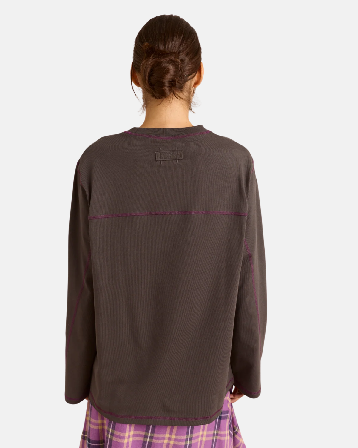 Damson Madder Samara Long Sleeve Top Charcoal