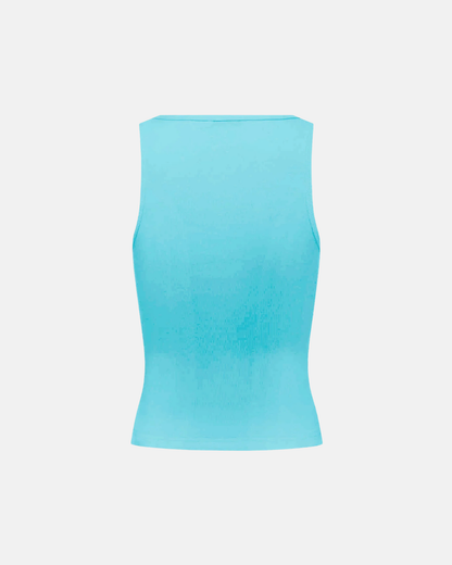 Olga Joan Ribbed Scoop Singlet Turchese