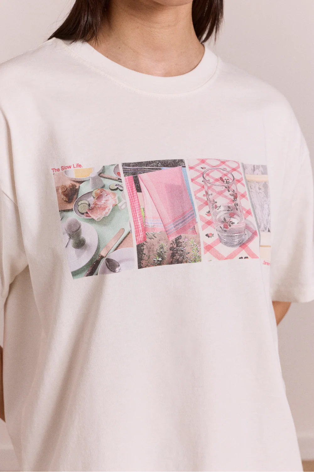 SLOW LIFE CROSSWORD GRAPHIC TEE | ECRU