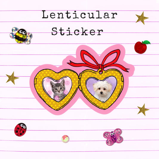 Horse Girl Heart Locket Lenticular Sticker