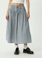 Afends Marlow Midi Skirt Indy Navy Check