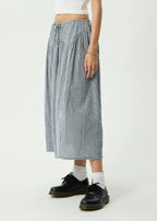 Afends Marlow Midi Skirt Indy Navy Check