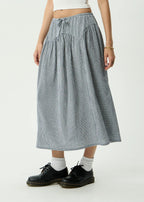 Afends Marlow Midi Skirt Indy Navy Check
