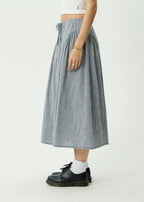 Afends Marlow Midi Skirt Indy Navy Check