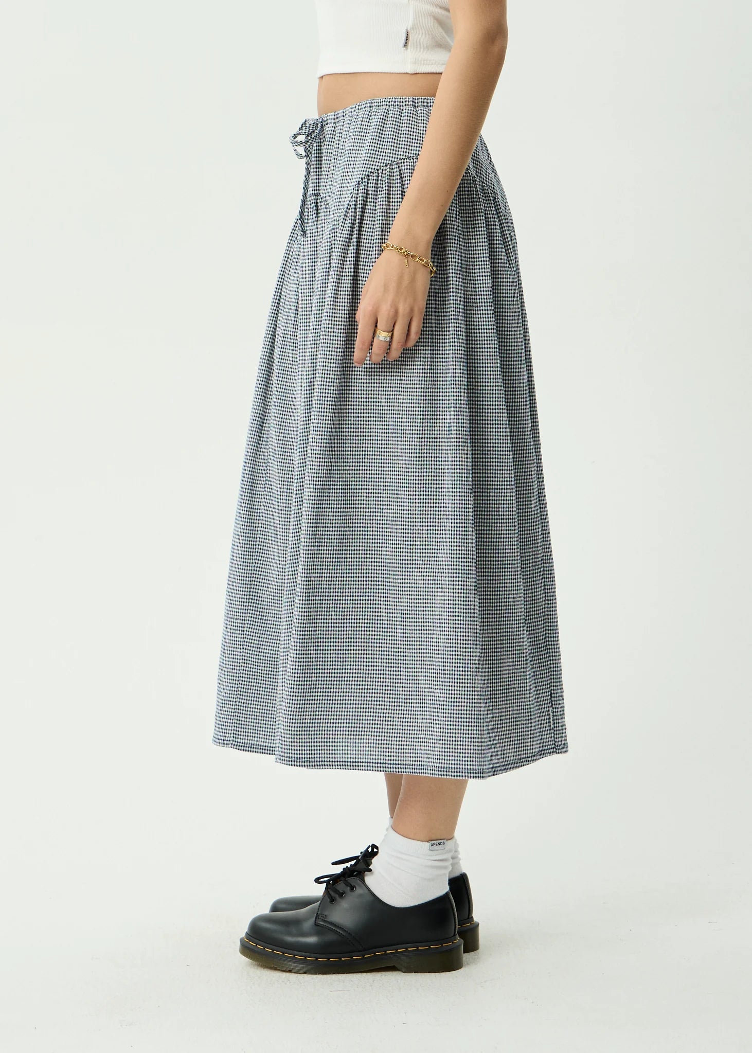 Afends Marlow Midi Skirt Indy Navy Check