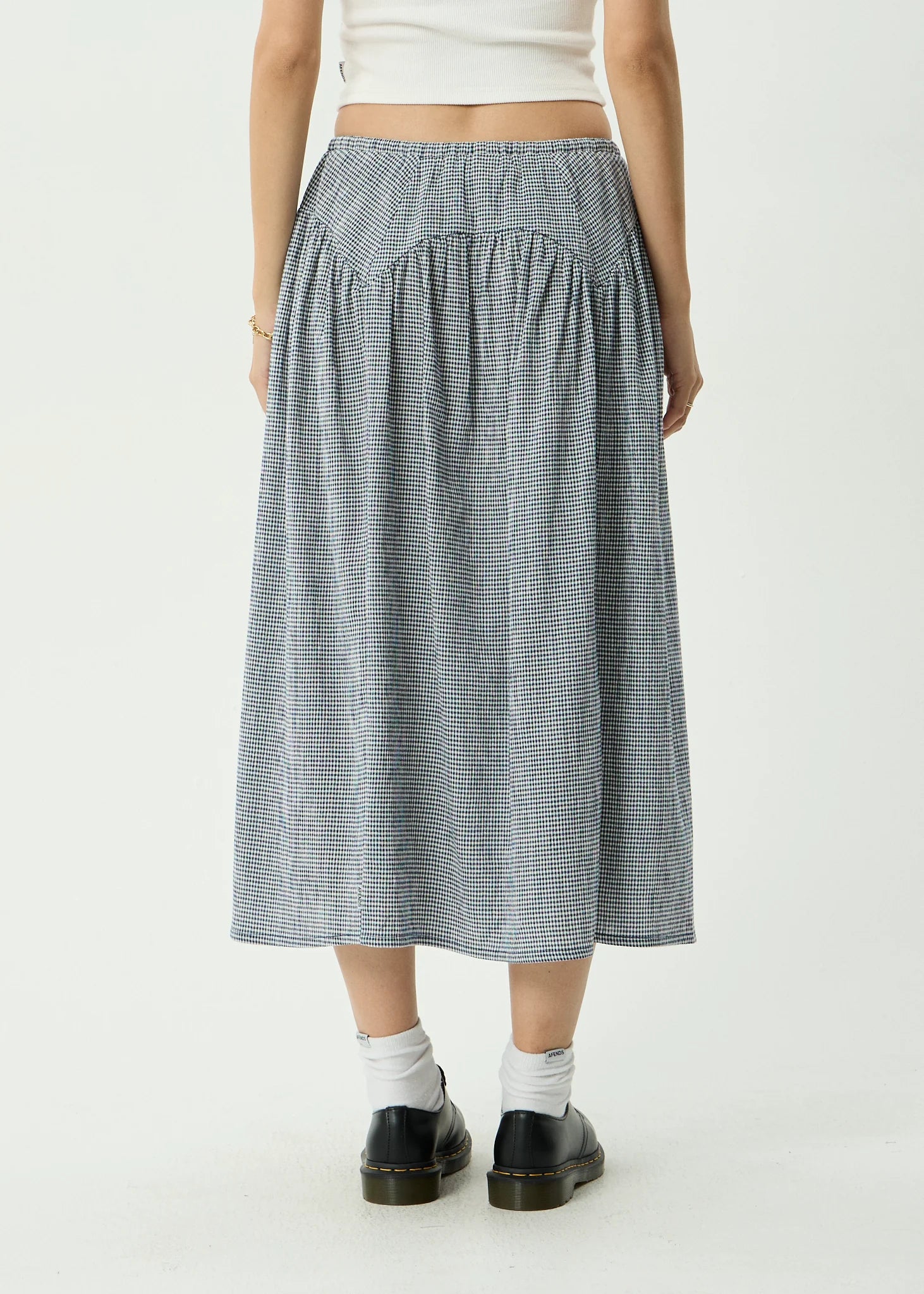 Afends Marlow Midi Skirt Indy Navy Check