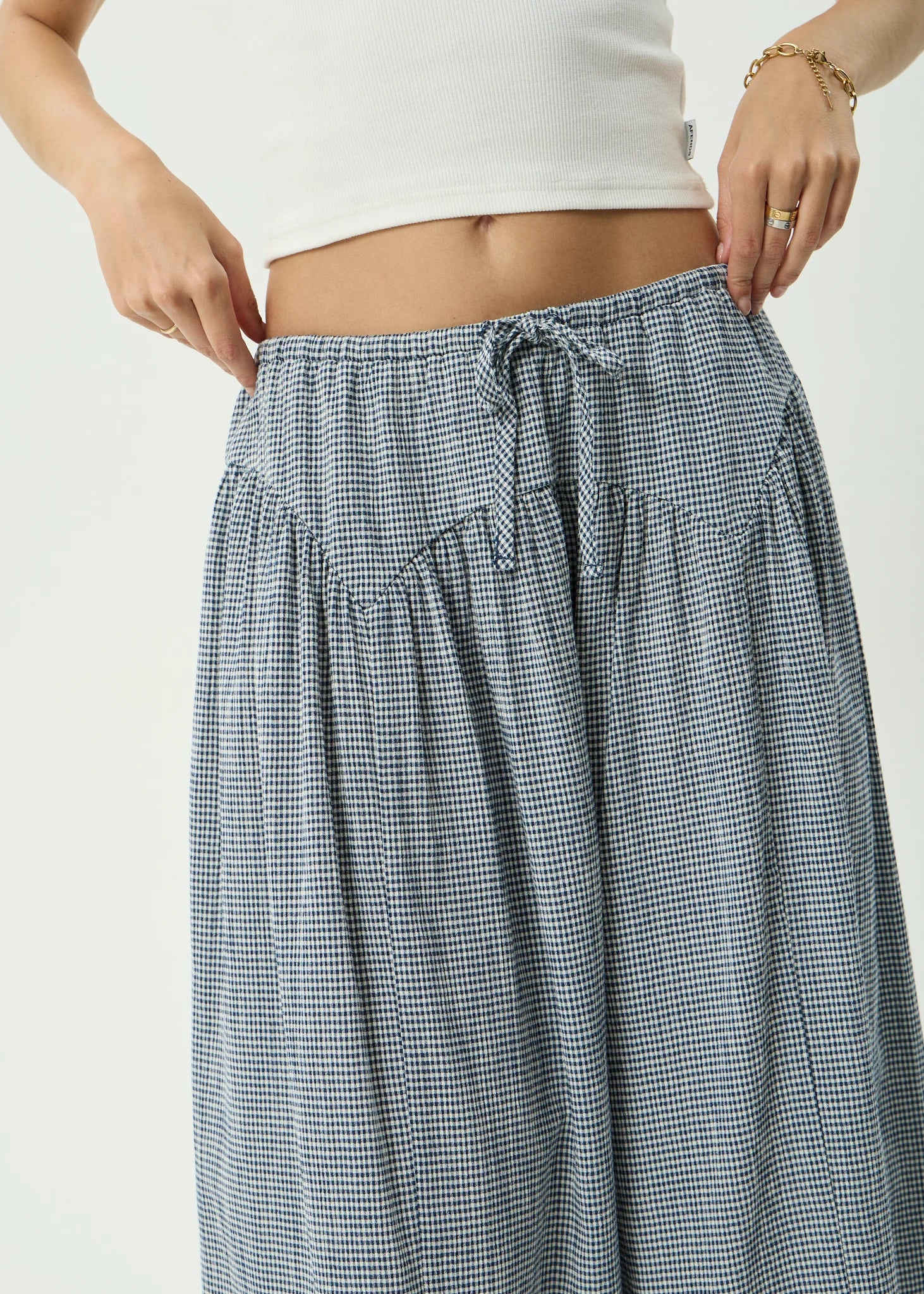 Afends Marlow Midi Skirt Indy Navy Check