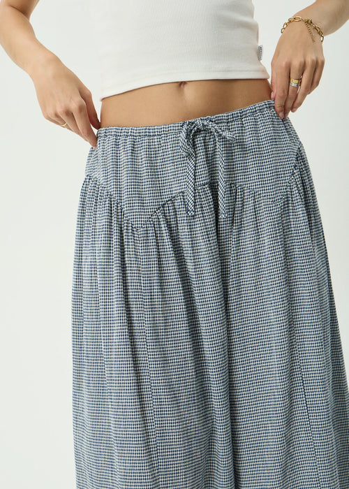 Afends Marlow Midi Skirt Indy Navy Check