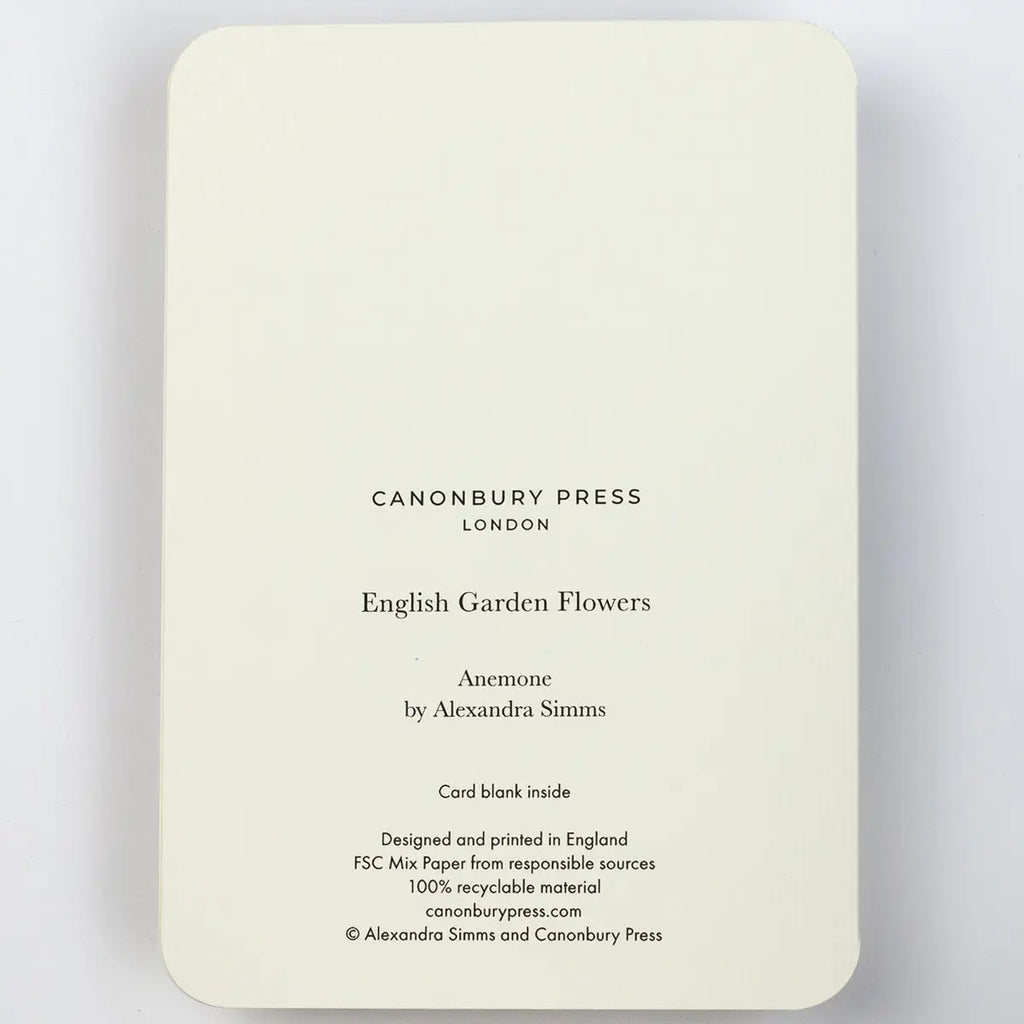 Canonbury Press Anemone Greeting Card Birthday Card