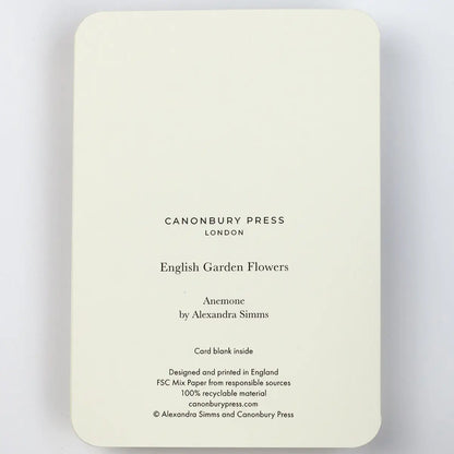Canonbury Press Anemone Greeting Card Birthday Card