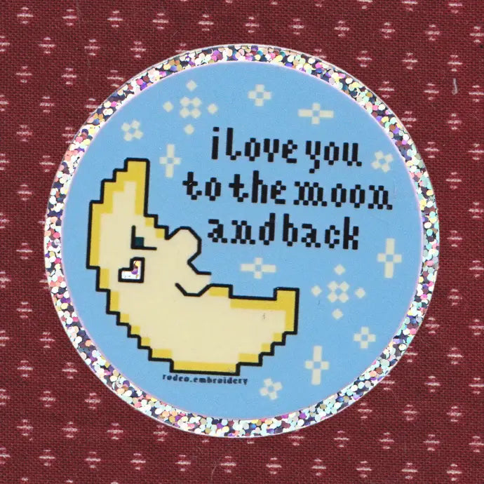 MOON AND BACK GLITTER VINYL STICKER | RODEO EMBROIDERY