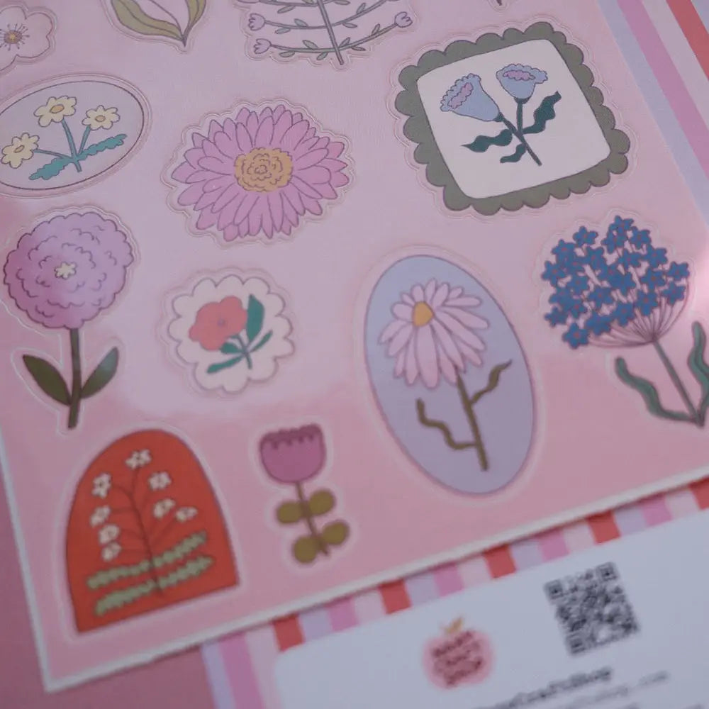 A6 FLOWER DRAWING STICKER SHEET | NANY CRAFT