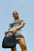 Zulu & Zephyr Ramie Cotton Knit Mini Dress Ombre Stripe
