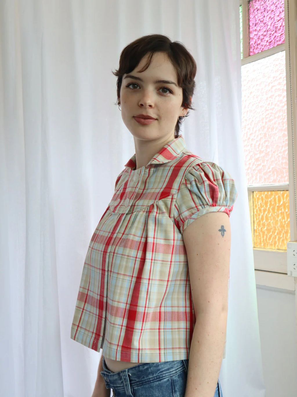 BABY BUTTON TOP | PLAID