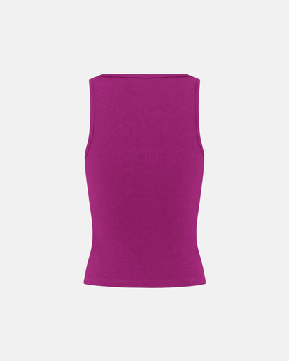 Olga Joan Ribbed Scoop Singlet Iris