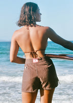 TIE FRONT BOARDSHORT | MOCHA
