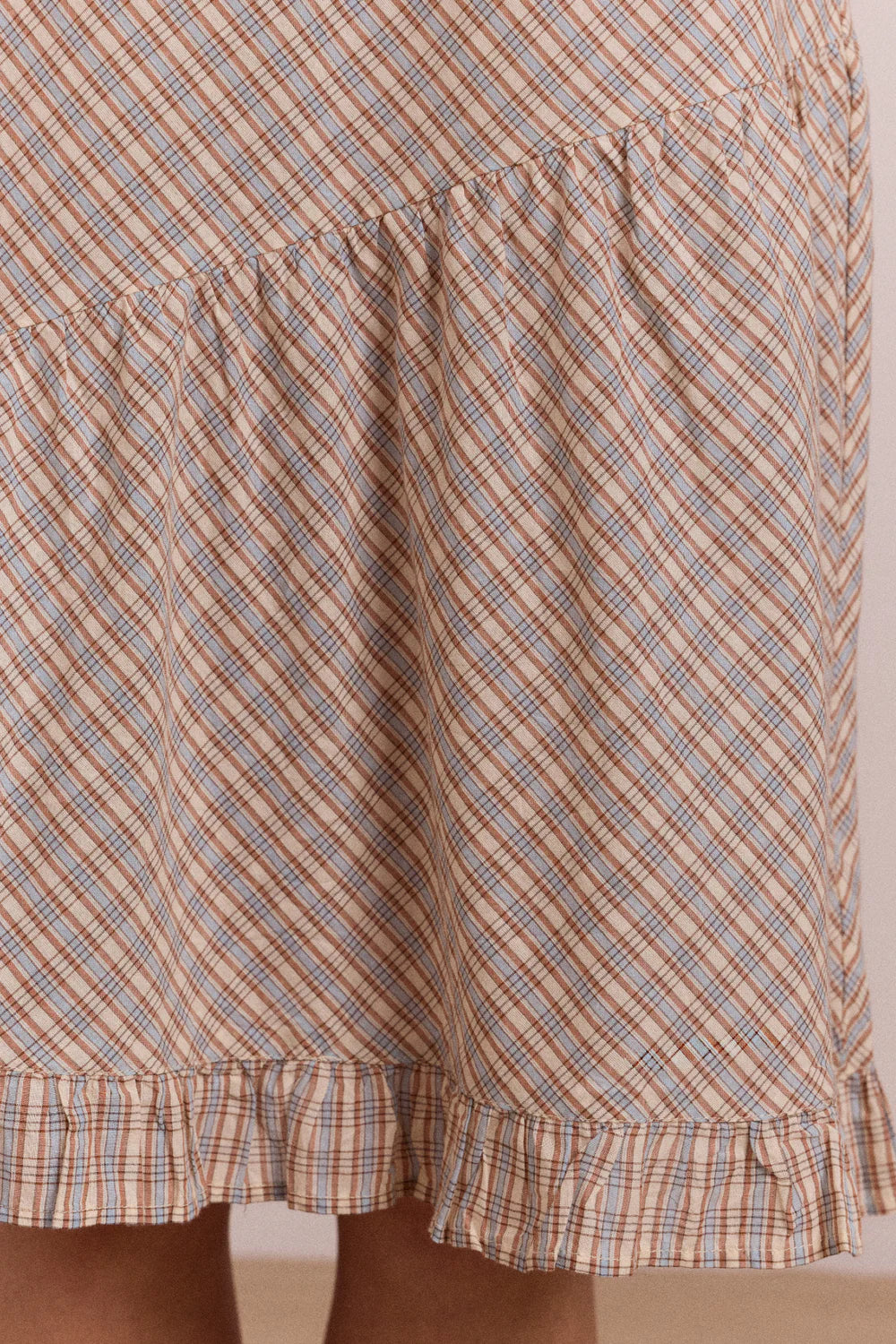 SIGOURNEY RUFFLE SPIRAL SKIRT | GINGER CHECK