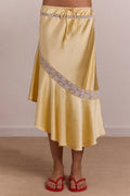 DELPHIA SATIN MIDI SKIRT | BUTTER