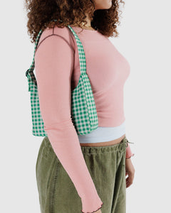 MINI NYLON SHOULDER BAG | GREEN GINGHAM