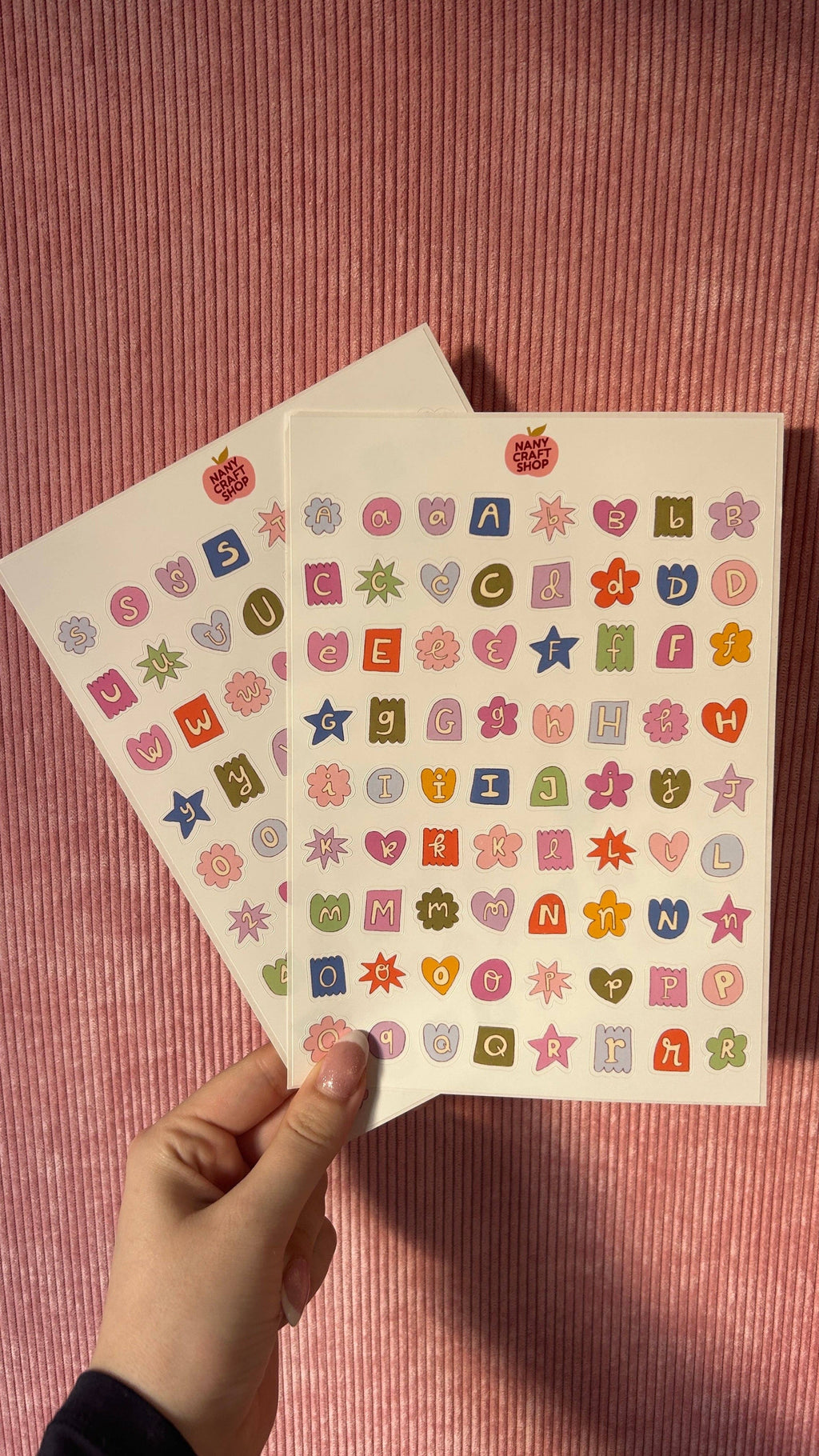 MULTICOLOUR ALPHABET STICKER SHEET X 2 A5 | NANY CRAFT