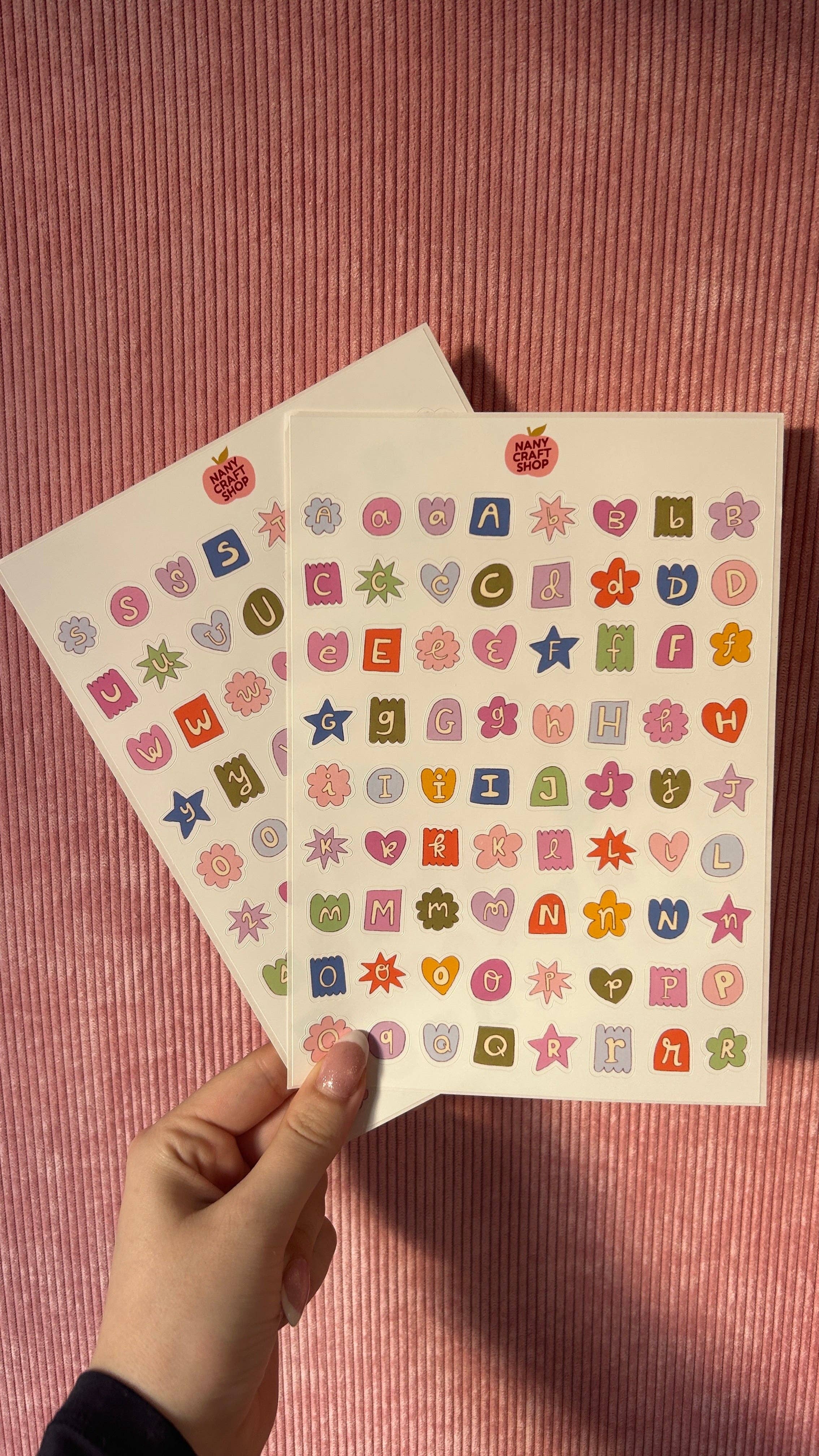 MULTICOLOUR ALPHABET STICKER SHEET X 2 A5 | NANY CRAFT