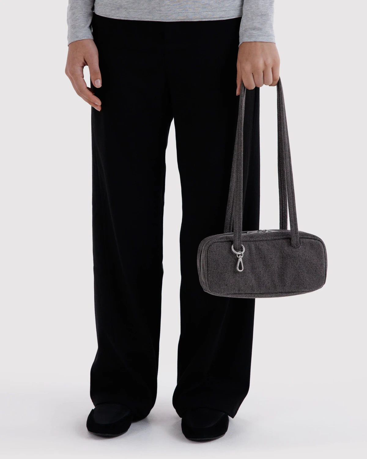 Baggu Small Denim Bowler Bag Washed Black