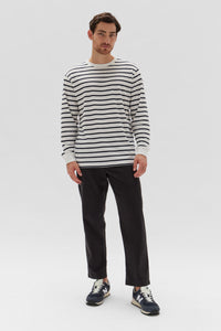 KYLO ORGANIC CUFFED LONG SLEEVE TEE | WHITE/TRUE NAVY STRIPE