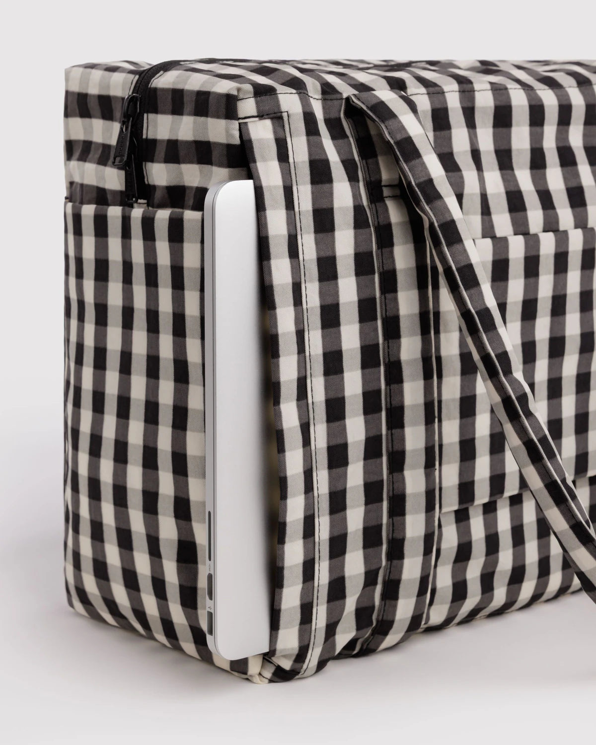 Baggu Small Cloud Carry On Black and Cream Gingham