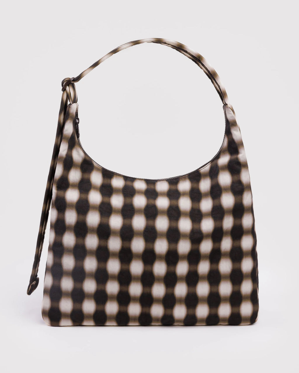 NYLON SHOULDER BAG | BLURRED GINGHAM BROWN