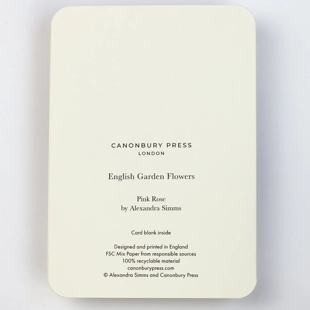 Canonbury Press Pink Rose Greeting Card