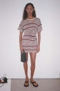 T-SHIRT KNIT DRESS | CHOCOLATE STRIPE