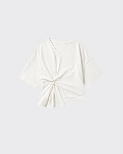 Pinky Kamal Button Wrap T Shirt White